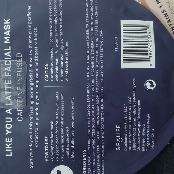 Lot of 5 Like You A Latte sheet mask - Picture 2 of 2